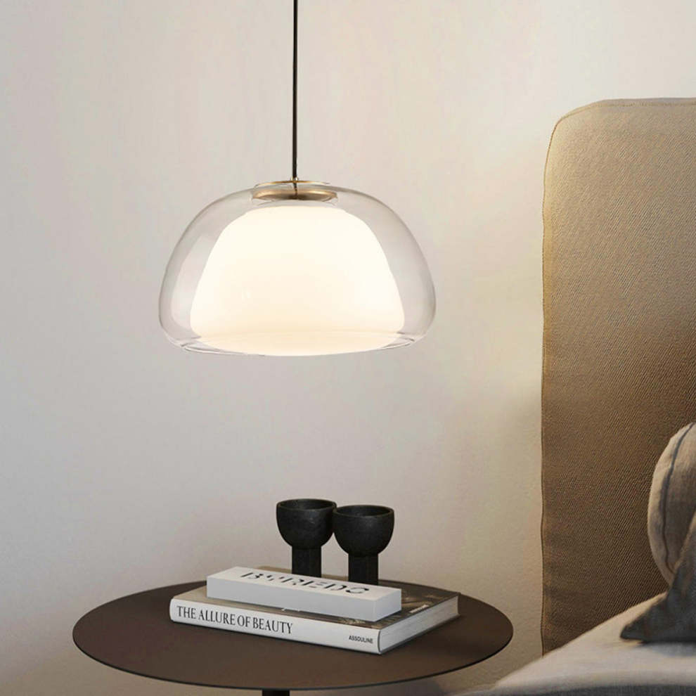 Modern Glass Pendant Light | Milk Glass Hanging Lamp