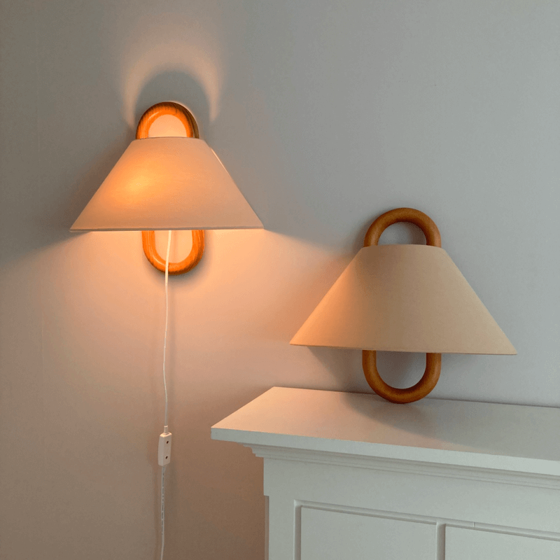 Modern Original Solid Wood Pleated Semi Circle Light Wall Sconce Lamp
