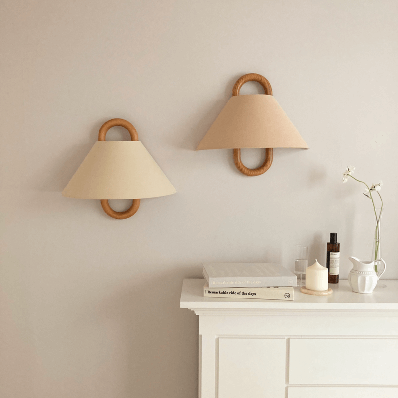 Modern Original Solid Wood Pleated Semi Circle Light Wall Sconce Lamp