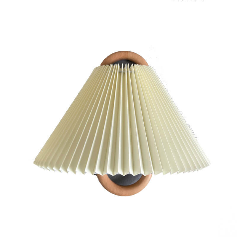 Modern Original Solid Wood Pleated Semi Circle Light Wall Sconce Lamp