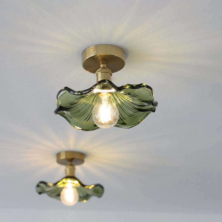 Glass Ceiling Lamp in the Shape of a Hibiscus