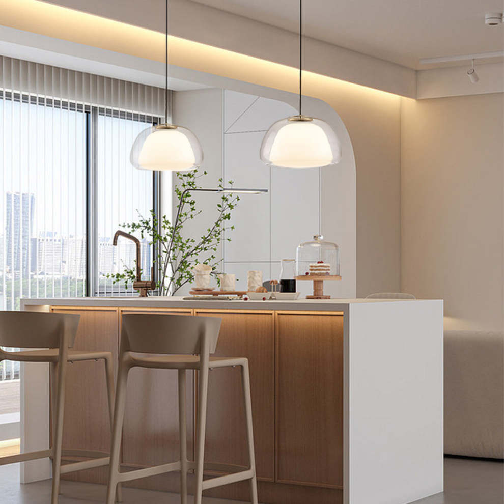 Modern Glass Pendant Light | Milk Glass Hanging Lamp