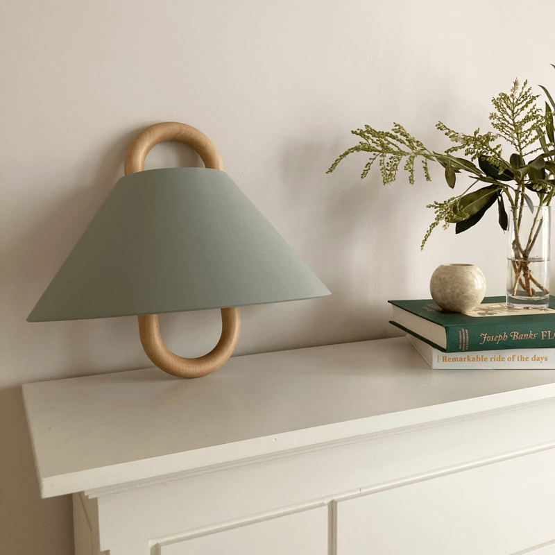 Modern Original Solid Wood Pleated Semi Circle Light Wall Sconce Lamp