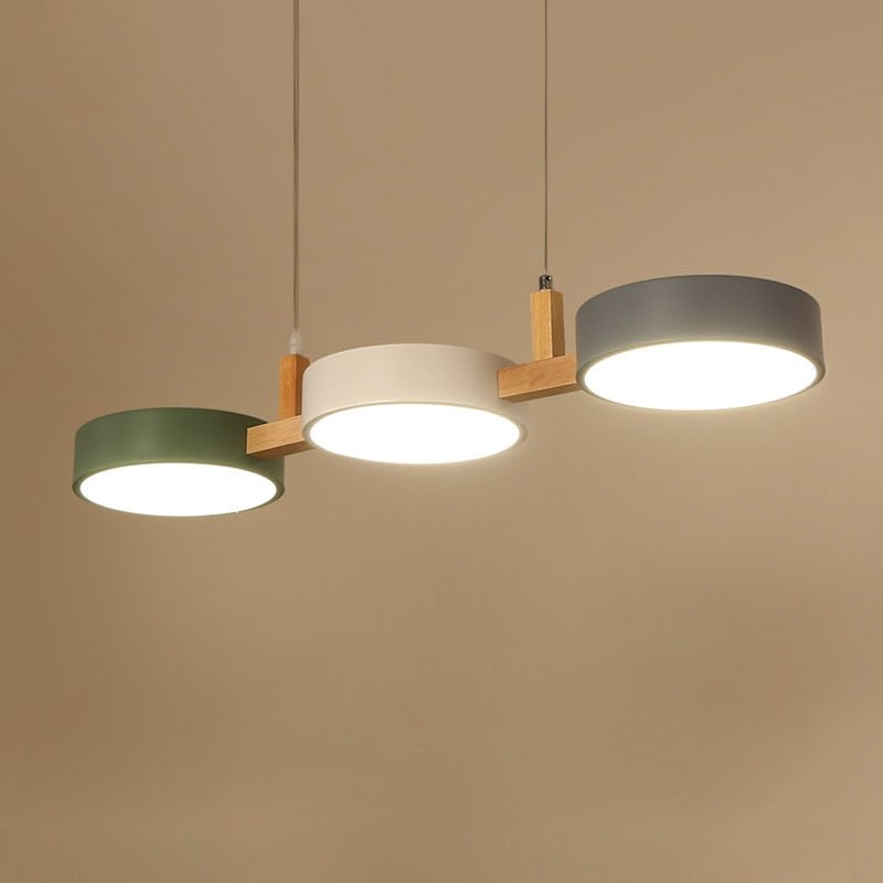 Scandinavian Style Cylinder Pendant Light | Metal and Wood Delira Hanging Lamp