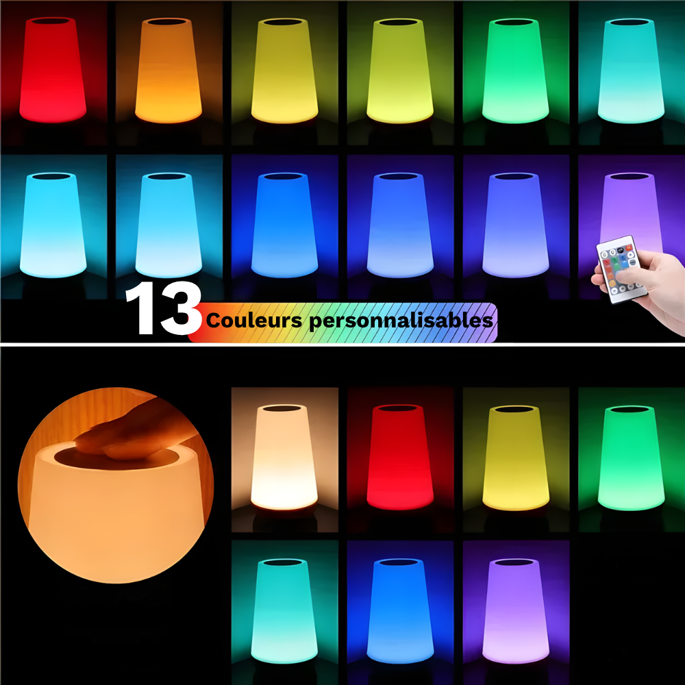 Rechargeable LED Bedside Lamp | RGB Touch Light with Remote