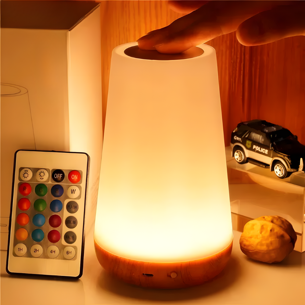 Rechargeable LED Bedside Lamp | RGB Touch Light with Remote