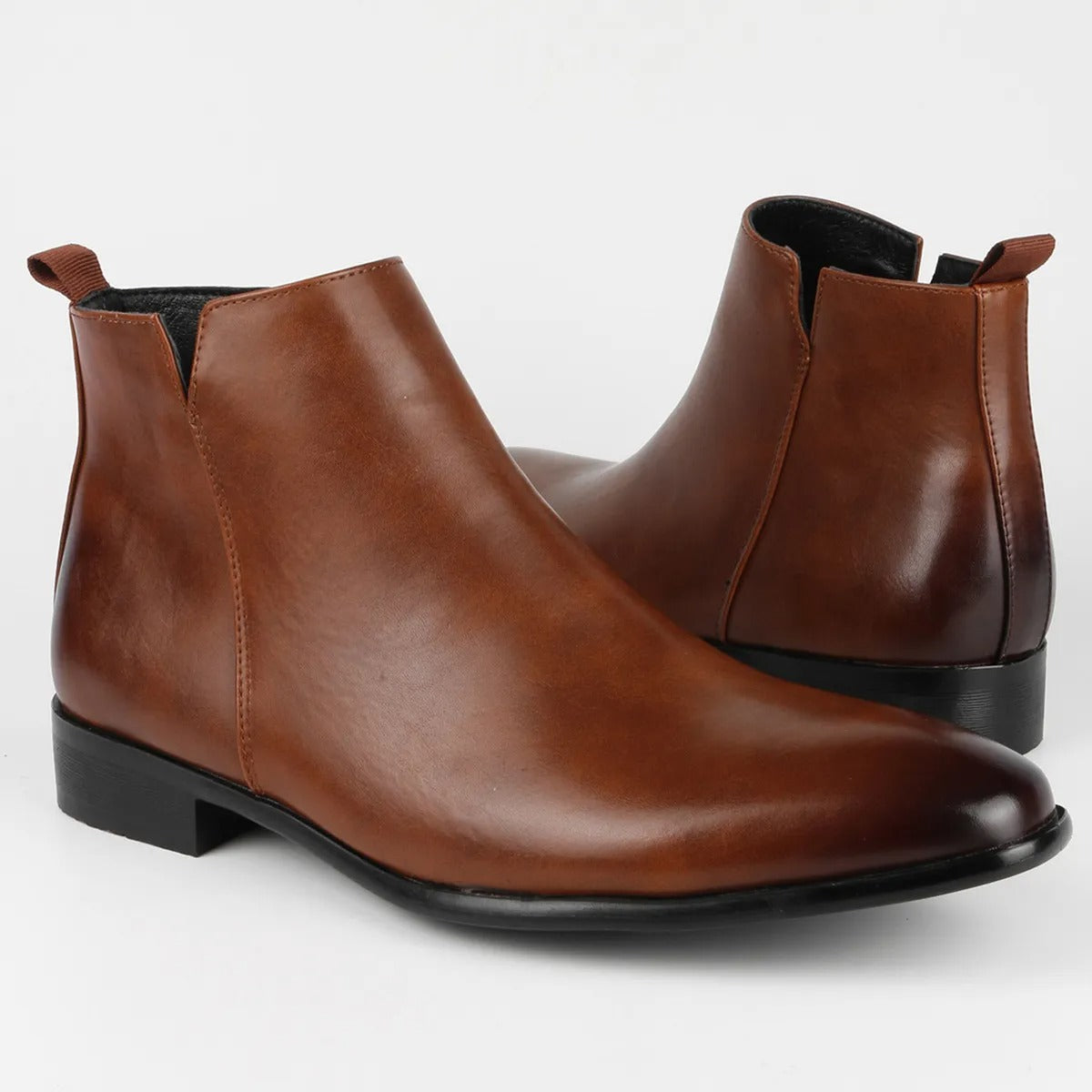 Men’s Leather Dress Boots – Sleek Chelsea Ankle Design
