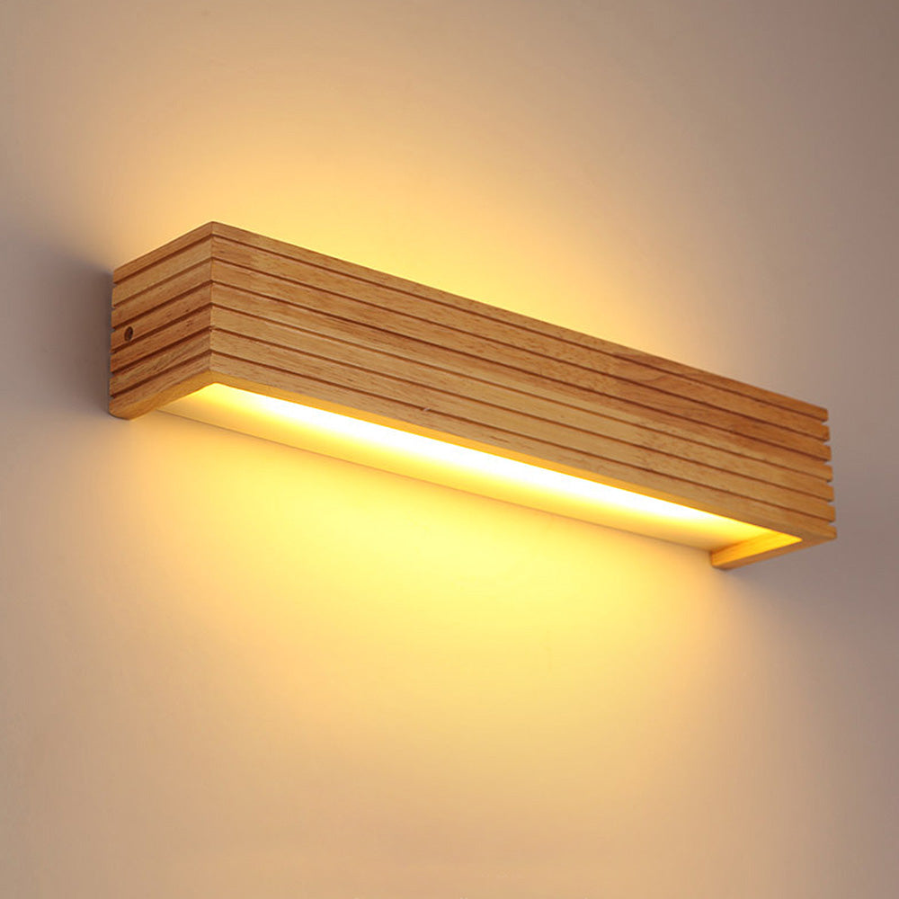 Rustic LED Wall Light | Natural Wood Sconce for Living Room & Bedroom