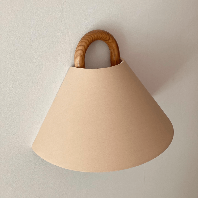 Modern Original Solid Wood Pleated Semi Circle Light Wall Sconce Lamp