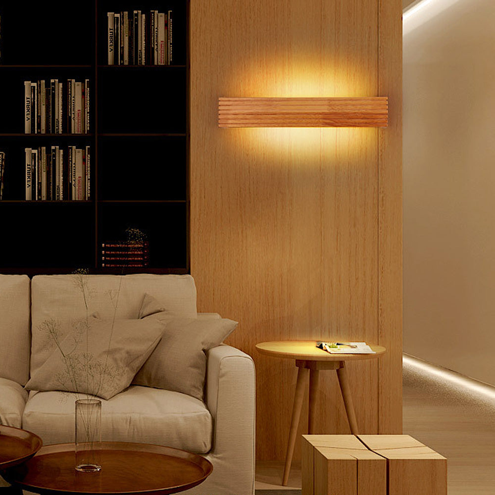 Rustic LED Wall Light | Natural Wood Sconce for Living Room & Bedroom