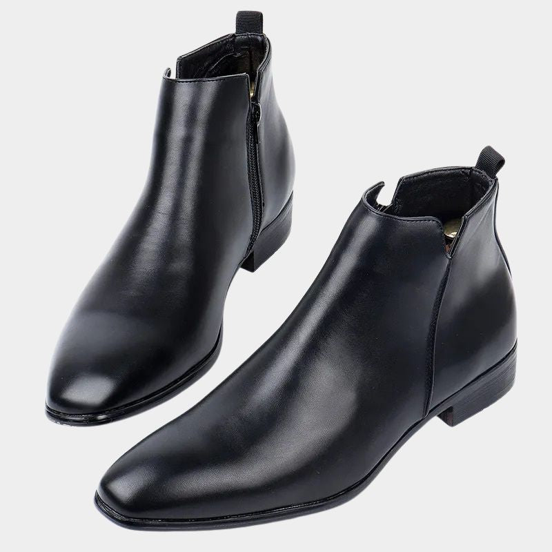 Men’s Leather Dress Boots – Sleek Chelsea Ankle Design