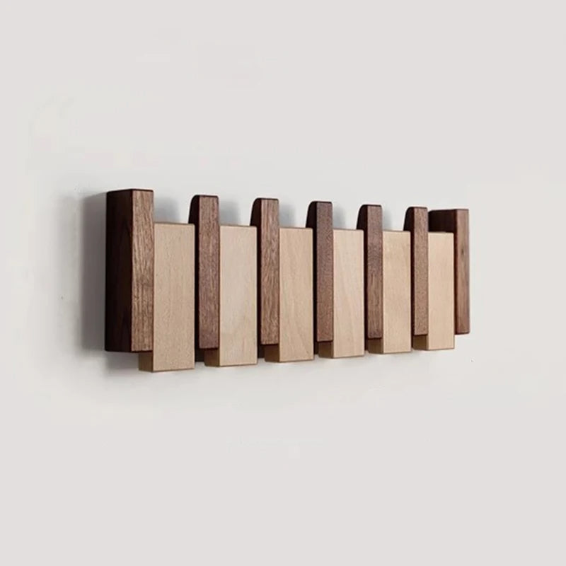 Luxyecs | Handmade Wooden Wall Coat Rack – Piano Style with Foldable Hooks