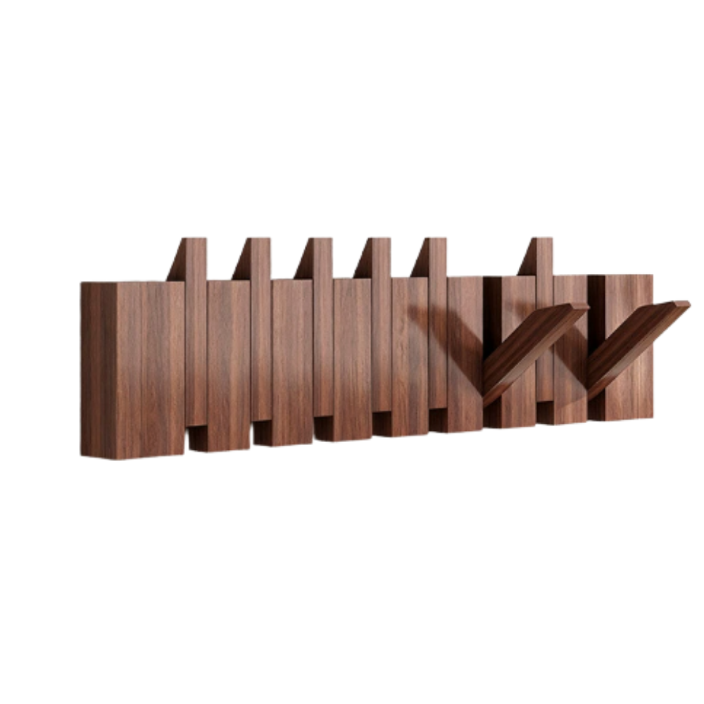 Luxyecs | Handmade Wooden Wall Coat Rack – Piano Style with Foldable Hooks
