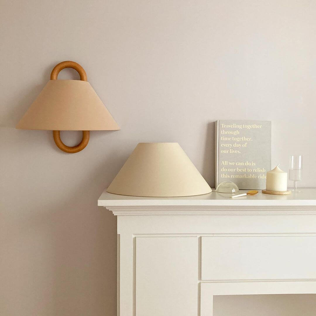 Modern Original Solid Wood Pleated Semi Circle Light Wall Sconce Lamp