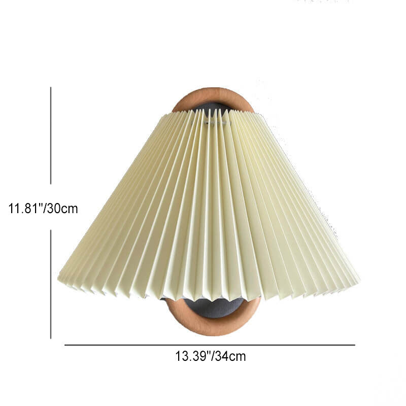 Modern Original Solid Wood Pleated Semi Circle Light Wall Sconce Lamp