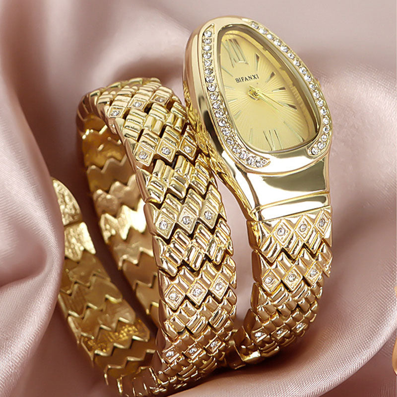 Fashion Women’s Snake Wrap Watch | Crystal Decorated Dial