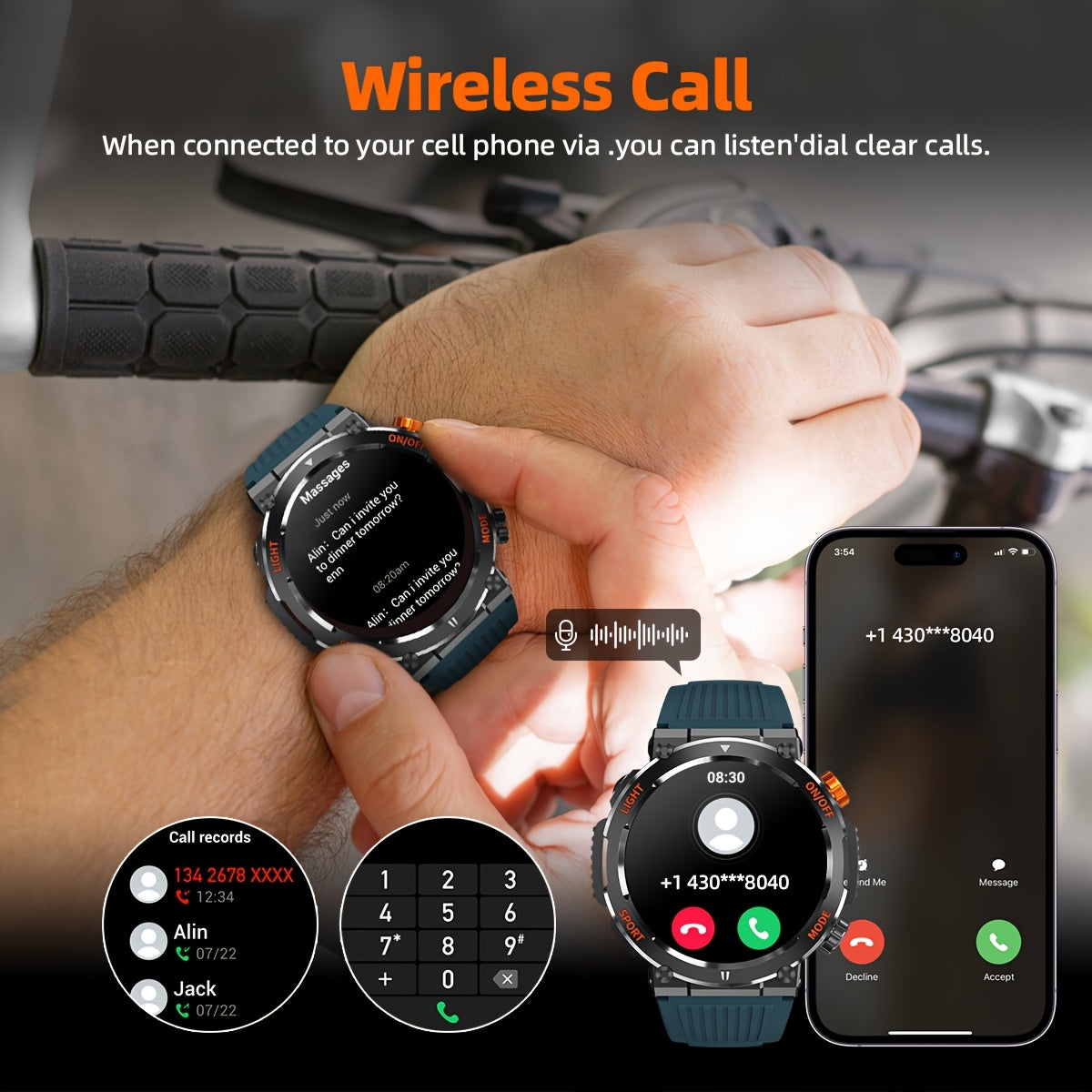 Men’s Outdoor Smartwatch | Compass and LED Flashlight Watch