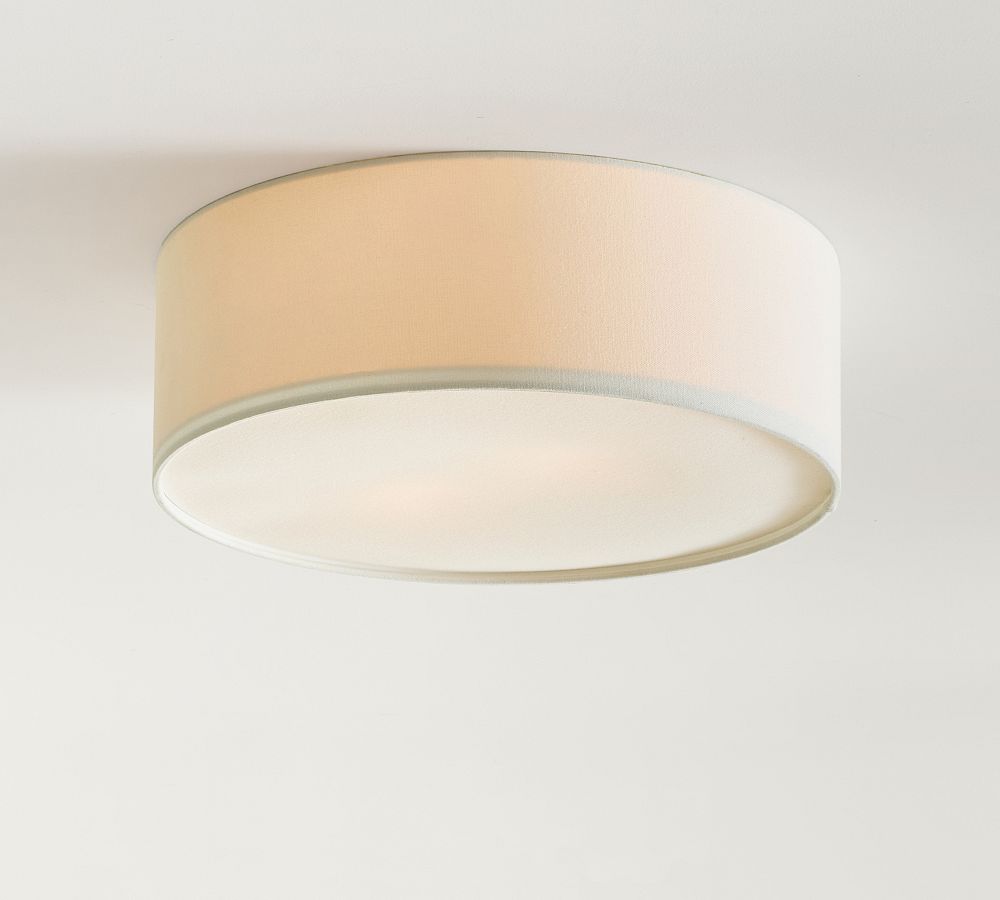 Modern Fabric Ceiling Light | Round Drum LED Lamp