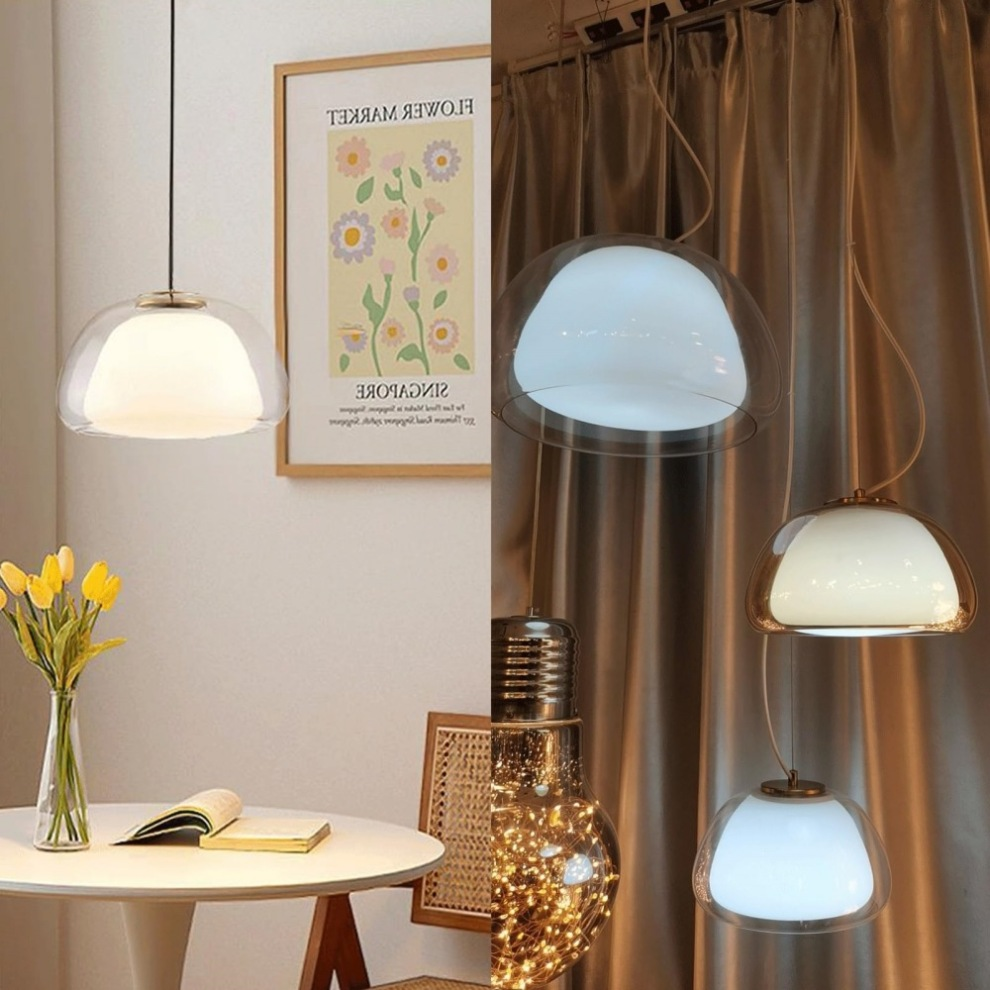 Modern Glass Pendant Light | Milk Glass Hanging Lamp