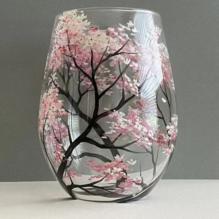 Luxyecs | Hand-Painted Four Seasons Wine Glass – Artistic Glassware for Elegant Moments