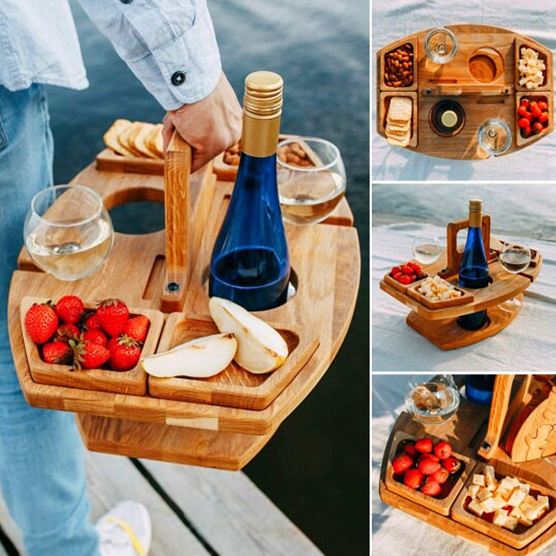 Portable Wooden Picnic Wine Table – WineNest