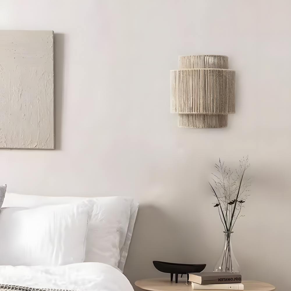 Rustic Hemp Wall Light | Boho Style Woven Rope Lamp