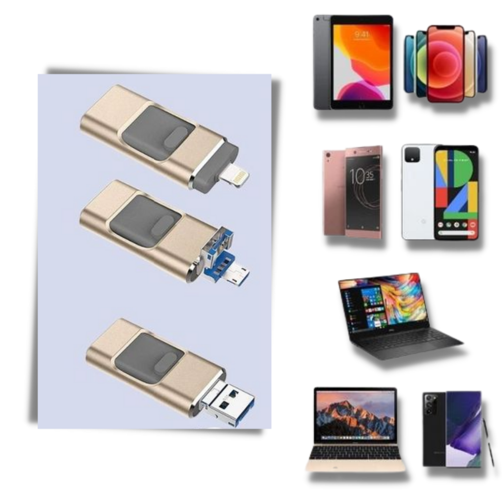 4 in 1 USB Flash Drive | Multi-Port Storage Device