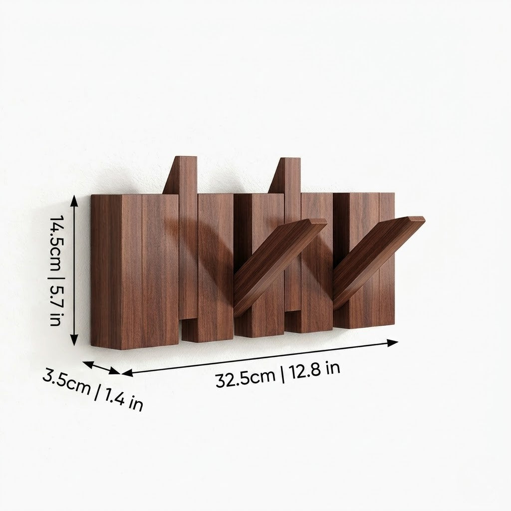 Luxyecs | Handmade Wooden Wall Coat Rack – Piano Style with Foldable Hooks