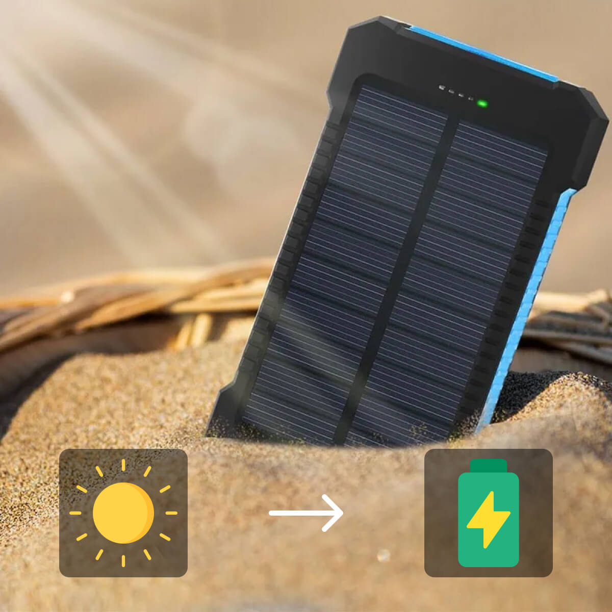 Solar Travel Power Bank | Dual LED Flashlight Charger