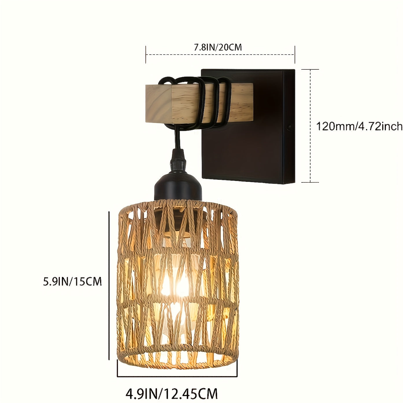 Boho Wall Lamp | Woven Rattan Wall Light for Bedroom