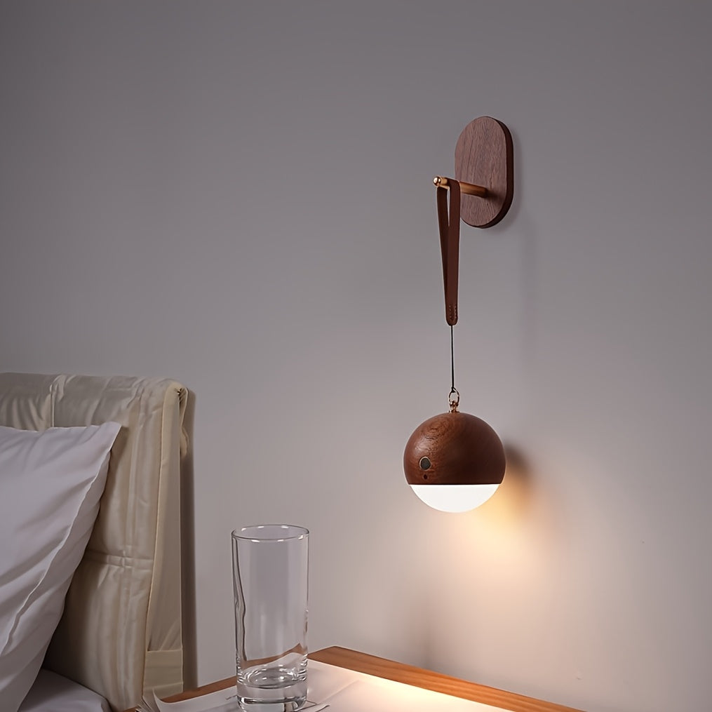 Nordic Wooden Ball Wall Light | Modern Hanging LED Lamp