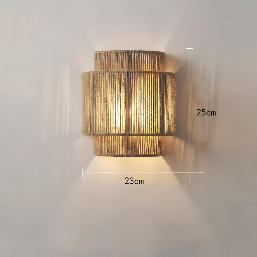 Rustic Hemp Wall Light | Boho Style Woven Rope Lamp