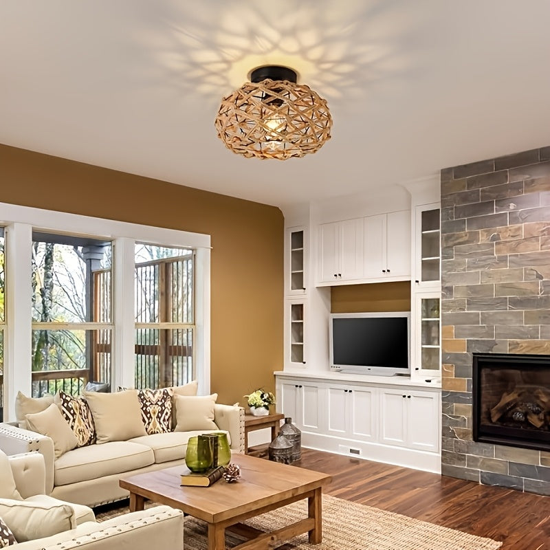 Industrial Ceiling Light | Metal Cage Flush Mount Fixture