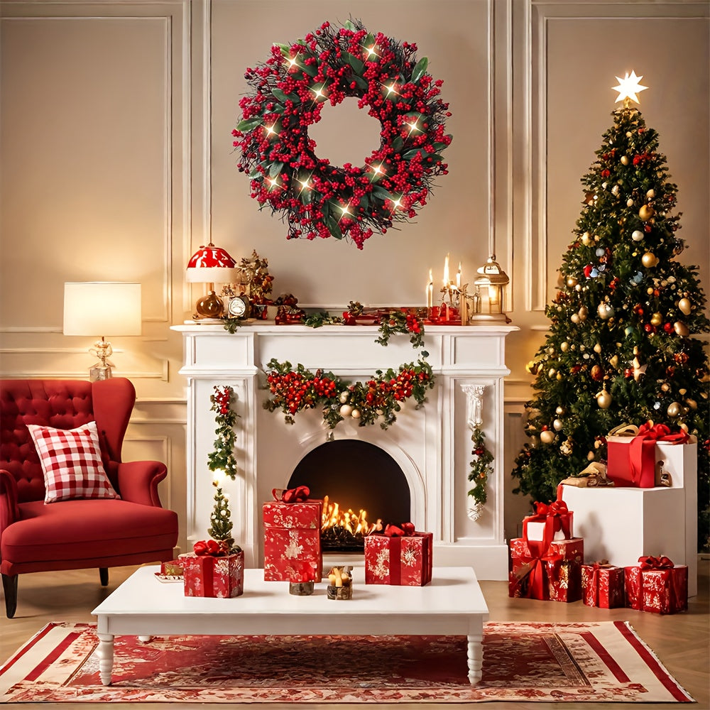 Christmas Door Wreath | Red Berry Holiday Decoration