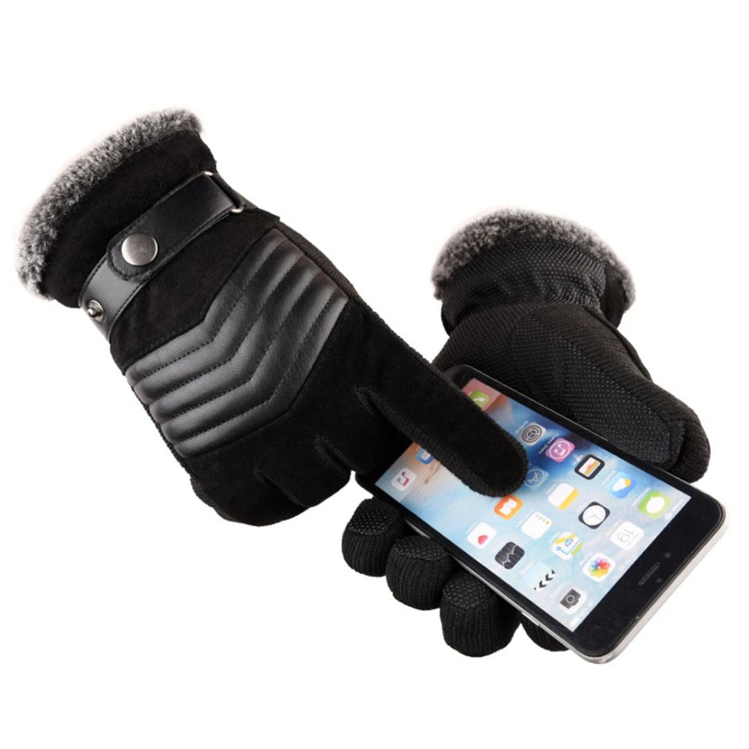 Men’s Touch Screen Winter Gloves | Warm and Comfortable with Genuine Leather Strap
