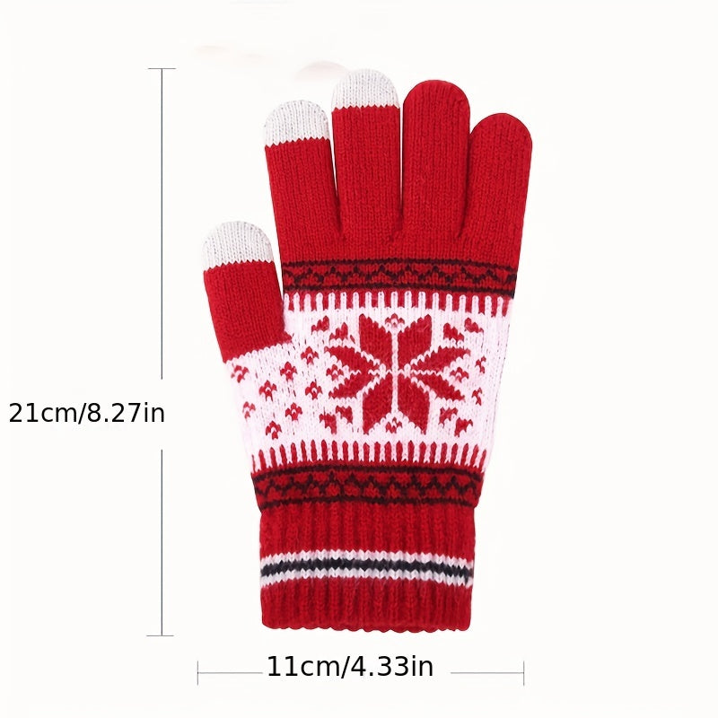 Winter Knit Gloves | Warm Snowflake Pattern
