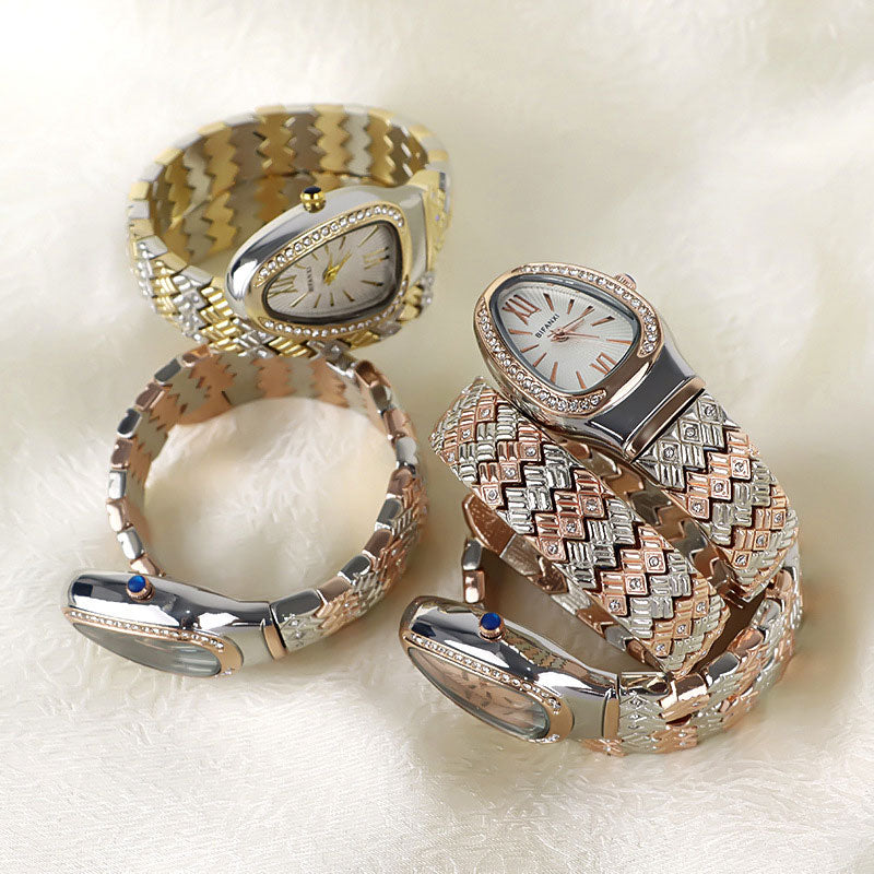 Fashion Women’s Snake Wrap Watch | Crystal Decorated Dial