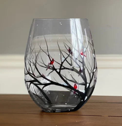 Luxyecs | Hand-Painted Four Seasons Wine Glass – Artistic Glassware for Elegant Moments