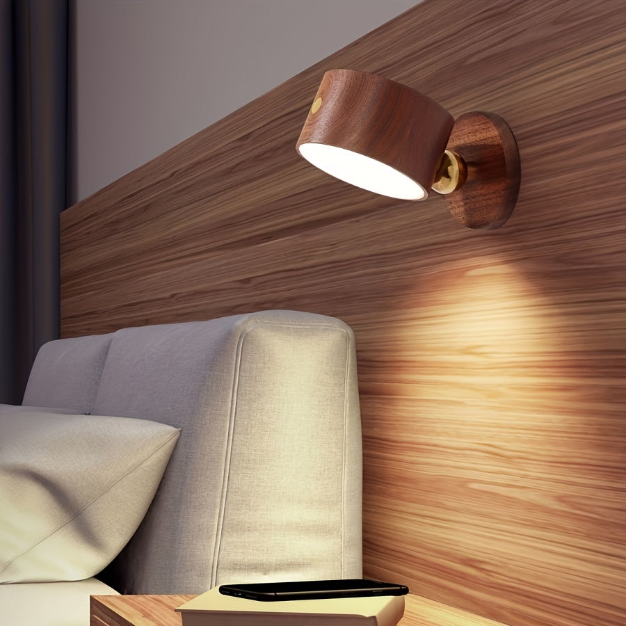 Wooden LED Wall Lamp | Contemporary Bedroom Lighting