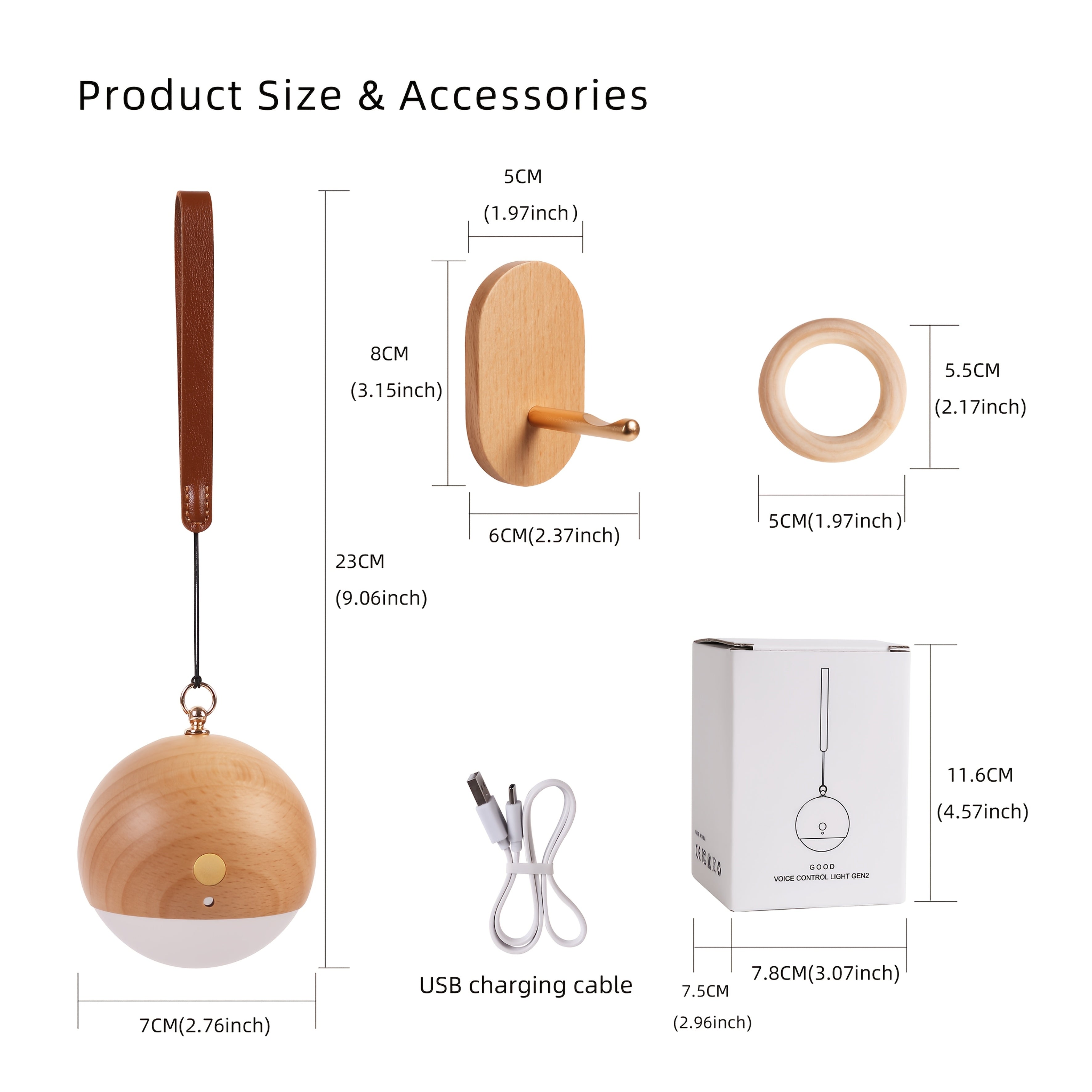 Nordic Wooden Ball Wall Light | Modern Hanging LED Lamp