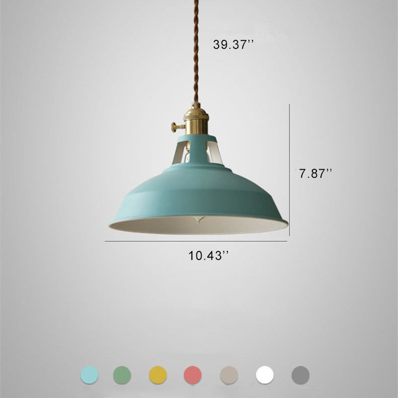Industrial 1-Light Colorful Barn Shade Pendant Light