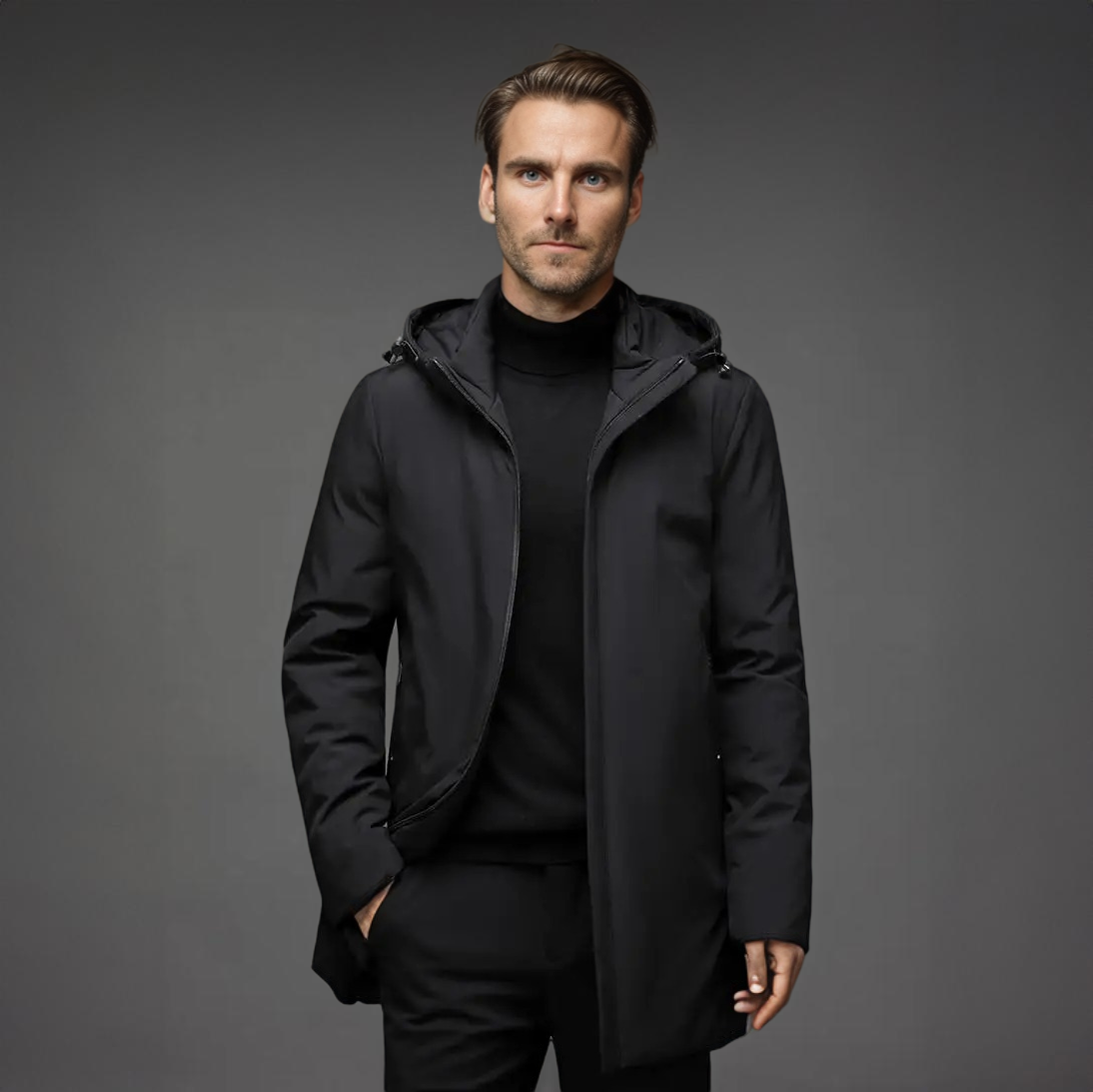Men’s Winter Coat | Long Hooded Overcoat
