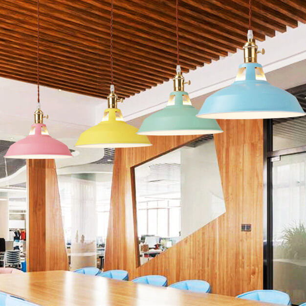 Industrial 1-Light Colorful Barn Shade Pendant Light