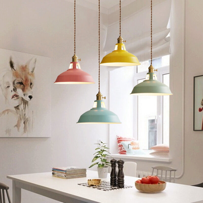 Industrial 1-Light Colorful Barn Shade Pendant Light