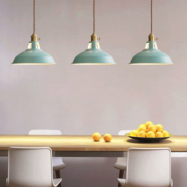 Industrial 1-Light Colorful Barn Shade Pendant Light