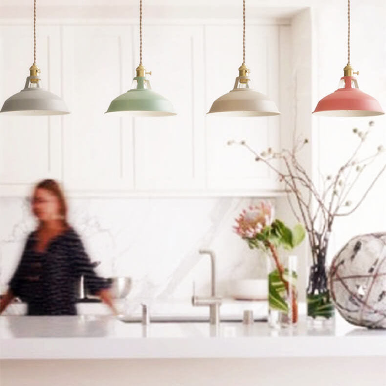 Industrial 1-Light Colorful Barn Shade Pendant Light