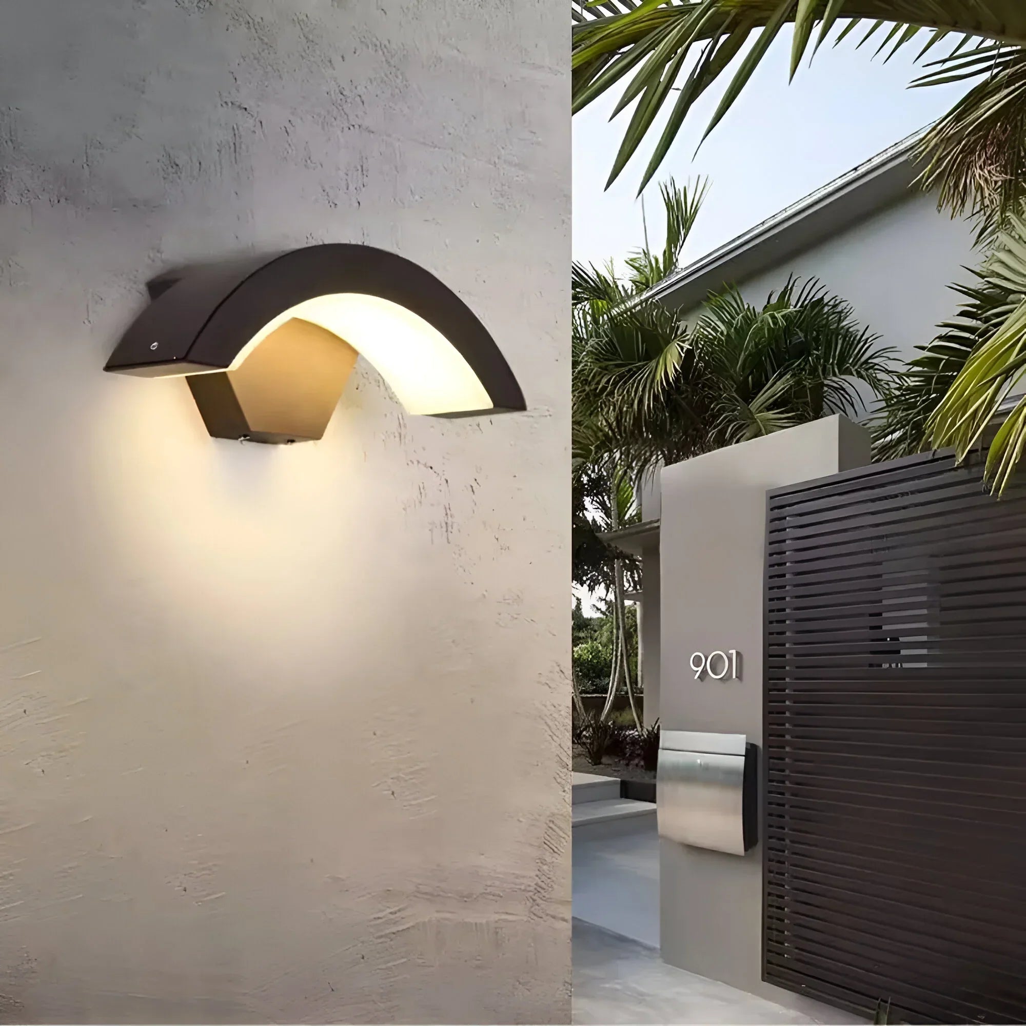 Modern Outdoor LED Wall Light | Curved Design Illumination