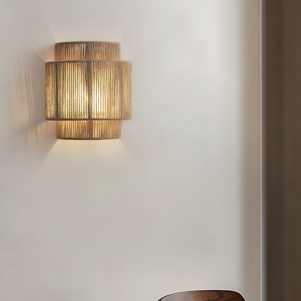 Rustic Hemp Wall Light | Boho Style Woven Rope Lamp