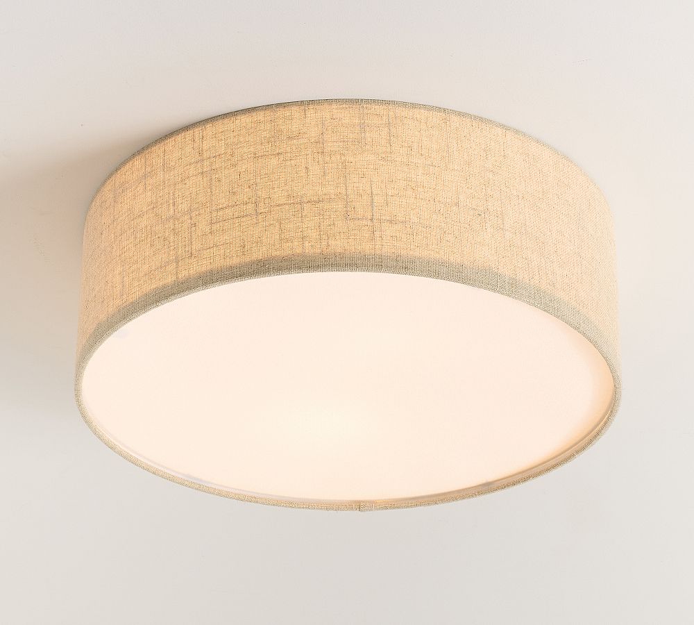 Modern Fabric Ceiling Light | Round Drum LED Lamp