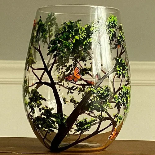 Luxyecs | Hand-Painted Four Seasons Wine Glass – Artistic Glassware for Elegant Moments